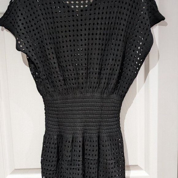 *NEW* (M) CUPSHE Cover Up Crochet Mini Dress V Neck - Black - Picture 4 of 4